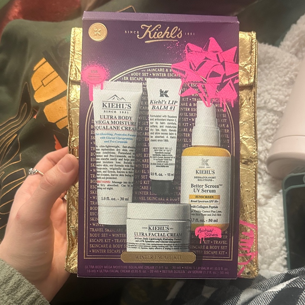 Kiehl's Skincare Trio with Purple and Gold Accents